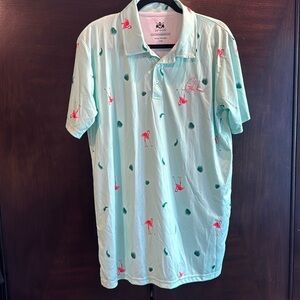 Gashouse Golf Mens Polo Shirt Size Large Flamingo Print Excellent Condition.